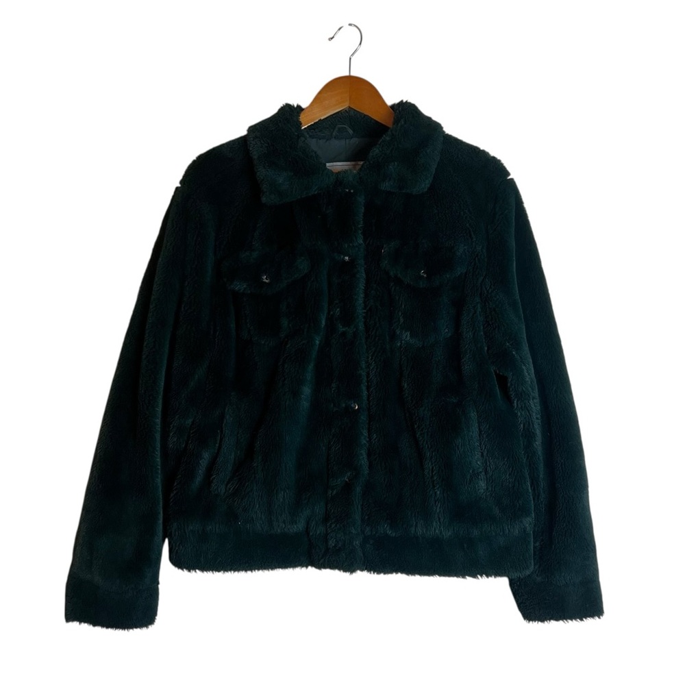 Levi’s green fluffy faux fur coat. Size large